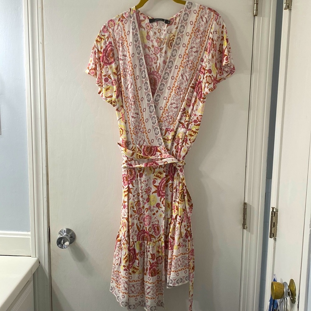 Colorful Spring wrap dress. Super cute and flowy.